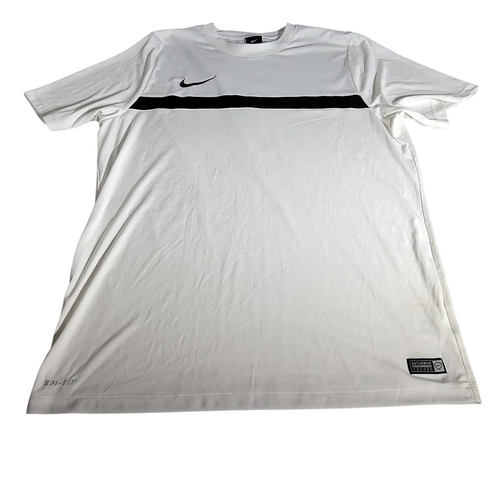 Nike Dri-FIT Authentic Soccer Training Shirt White Black Stripe Mens XL
